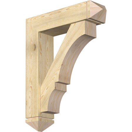 Ekena Millwork Balboa Arts and Crafts Rough Sawn Bracket w/ Offset Brace, Douglas Fir, 8"W x 32"D x 40"H BKT0806X32X40BOA03RDF